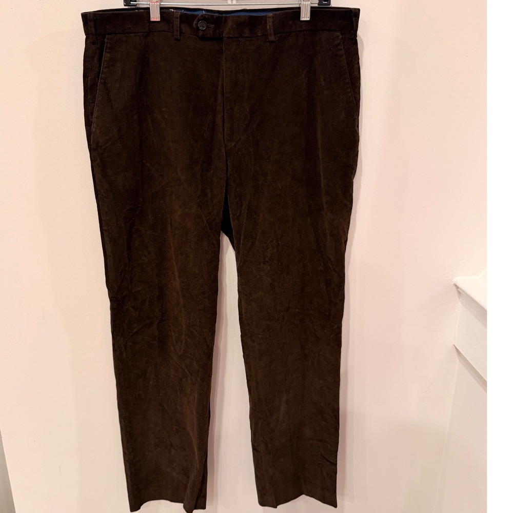 Lauren Ralph Lauren Mens 38x32 Brown Corduroy Pants Stretch Flat Front Preppy.